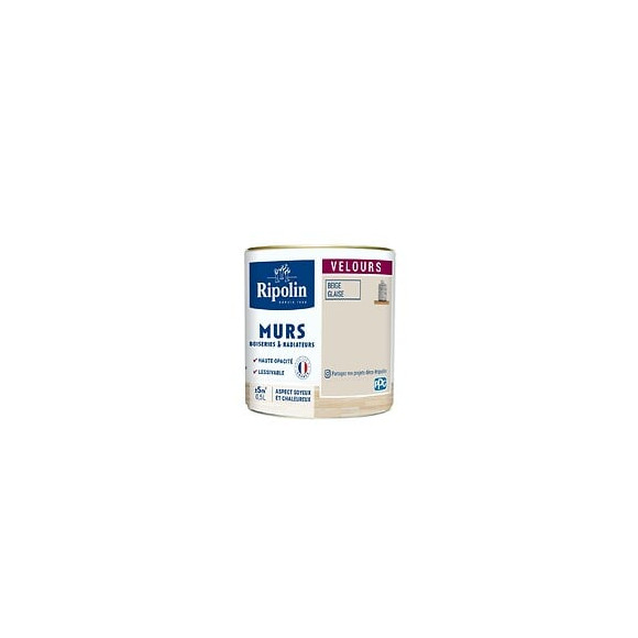 Peinture RIPOLIN Deco Vel murs boiseries radiateurs beige glaise 05L