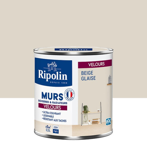 Peinture RIPOLIN Deco Vel murs boiseries radiateurs beige glaise 05L