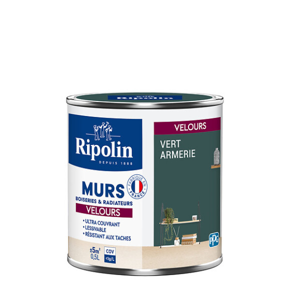 Peinture RIPOLIN Deco Velours murs boiseries radiateurs vert arm 05L