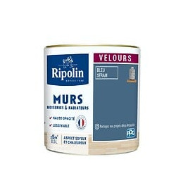 Peint RIPOLIN Deco Velours murs boiseries & radiateurs bleu seram 05L