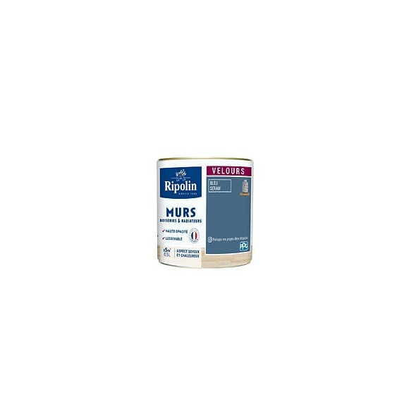 Peint RIPOLIN Deco Velours murs boiseries & radiateurs bleu seram 05L