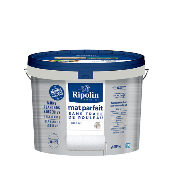 Peinture mur et plafond RIPOLIN mat parfait blanc 5L