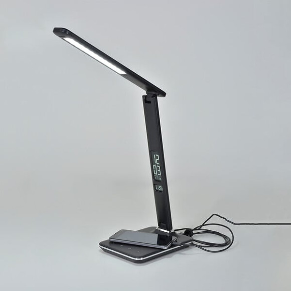 Lampe multifonction bureau articulée LED Chester - Effet cuir  - Noir