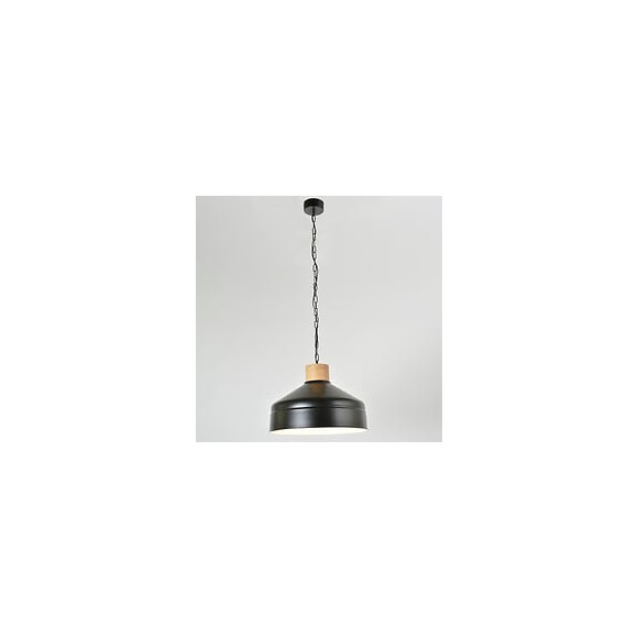 Suspension Clayton - Metal noir et bois - Diametre 45cm