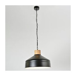 Suspension Clayton - Metal noir et bois - Diametre 45cm