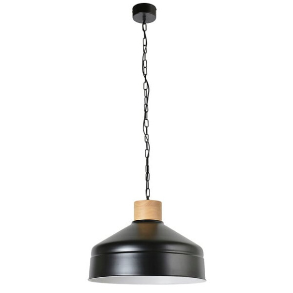 Suspension Clayton - Metal noir et bois - Diametre 45cm