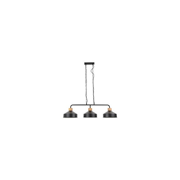 Suspension 3 lumieres Clayton - Metal - Noir et effet bois