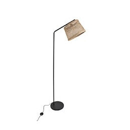 Lampadaire en metal - Noir et rotin tresse - 16x20x18cm