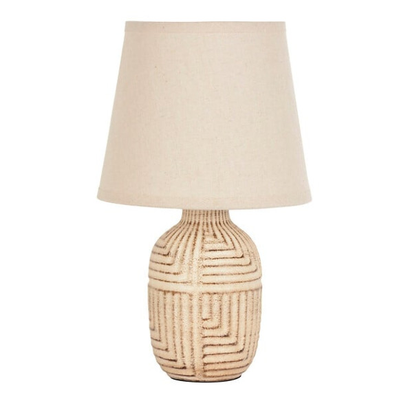 Lampe Jakarta - Ceramique et lin creme - 36.5x22cm