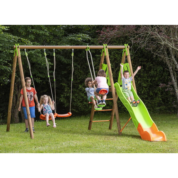 Portique bois et métal Akeo - 5 enfants - 2.30m