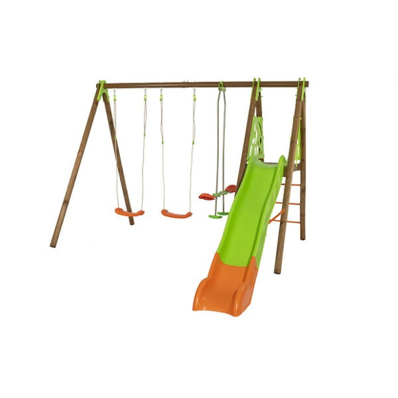 Portique bois et métal Akeo - 5 enfants - 2.30m