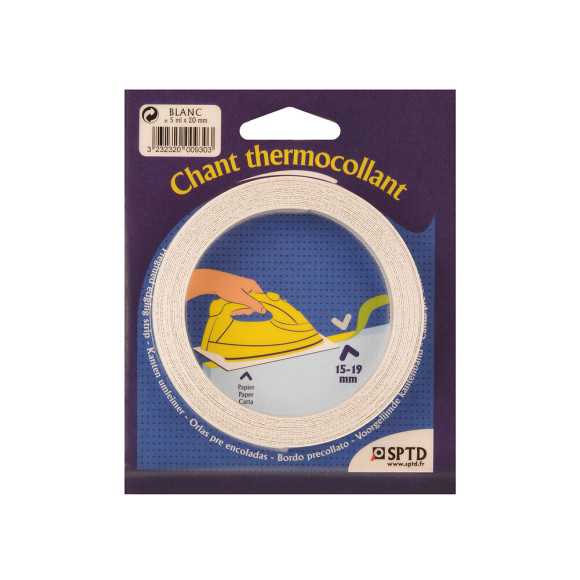 Chant mélaminé thermocollant 20mmx5ml blanc mat