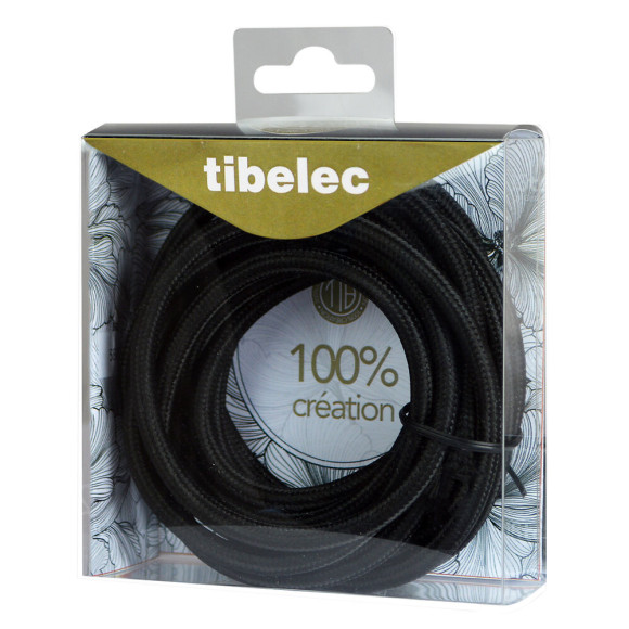 Câble tissu 3m noir