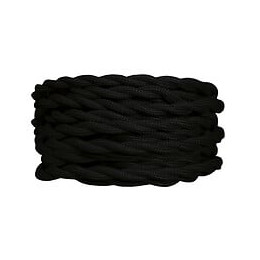 2 câbles tissu torsadés 1x0.75mm2 longueur 3m noir