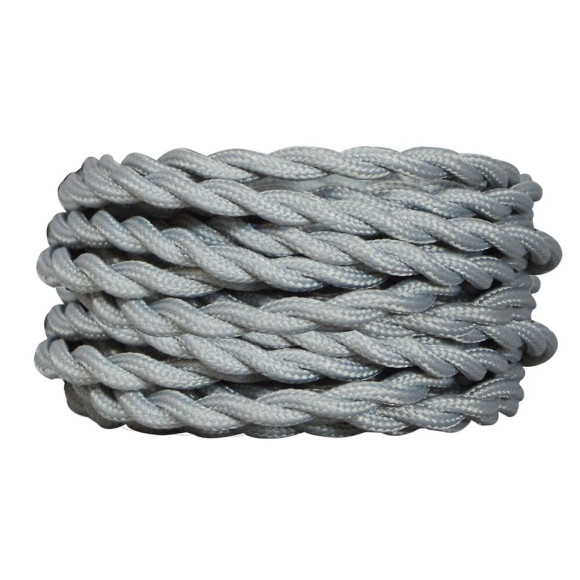 Câble tissu torsadé longueur 3m gris