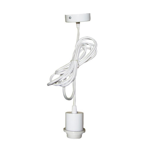 Monture metal blanc e27 60w max & fil tissu blanc