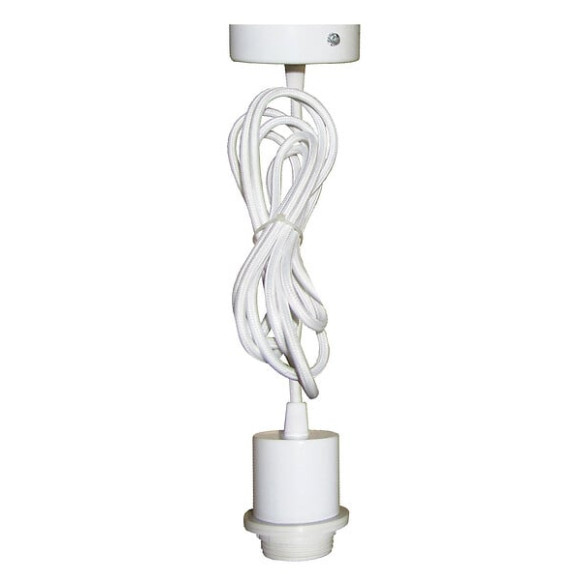 Monture metal blanc e27 60w max & fil tissu blanc