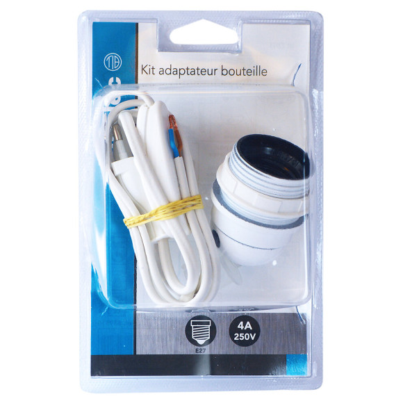 Adaptateur bouteille pour type de culot E27 Fil fiche + inter BC CS