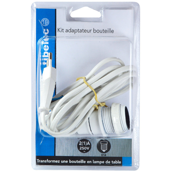 Kit adaptateur bouteille équipé E14 blanc