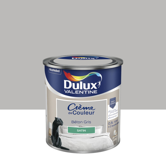 Peinture Crème de Couleur - Béton Gris - Satin - 05L