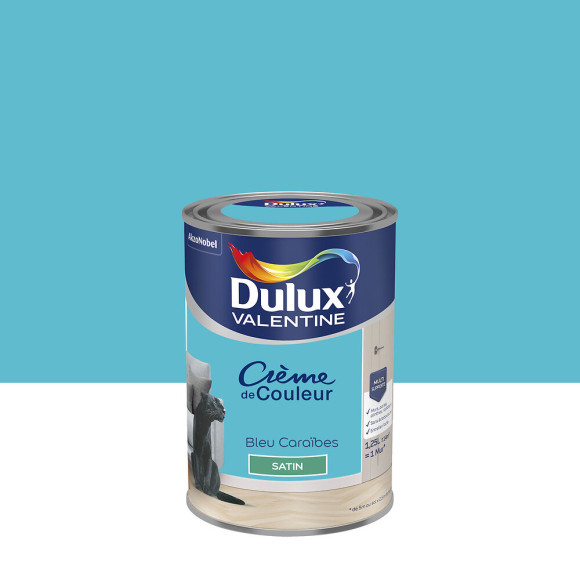 Peinture Crème de Couleur - Bleu Caraïbes - Satin - 125L