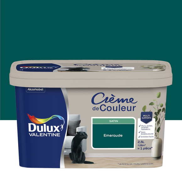 Peinture Crème de Couleur - Emeraude - Satin - 25L