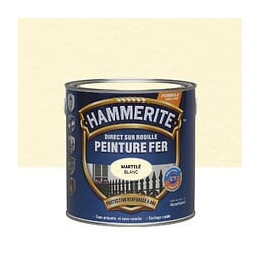 Peinture fer Hammerite Direct sur Rouille Martele Blanc 025L