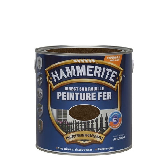 Peinture fer Hammerite Direct sur Rouille Martele Chataîgne 025L