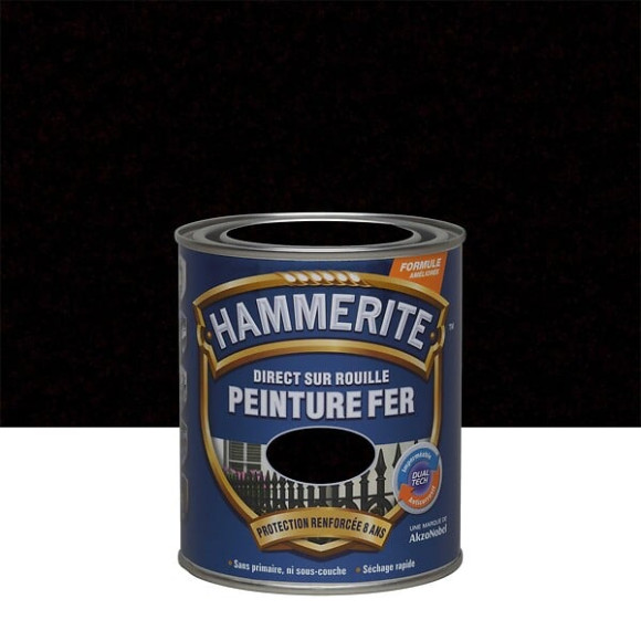 Peinture Direct sur Rouille - Noir - Martele - 075L