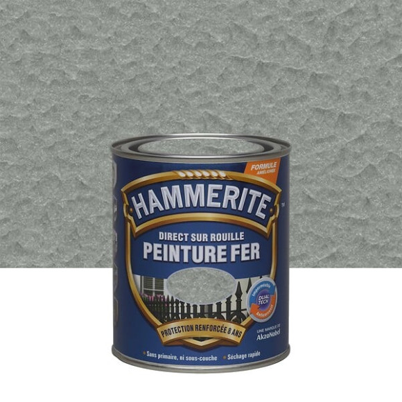 Peinture Direct sur Rouille - Gris Argent - Martele - 075L