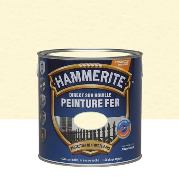 Peinture Hammerite Direct sur Rouille - Martele - Blanc - 25L