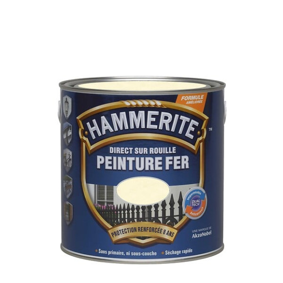 Peinture Hammerite Direct sur Rouille - Martele - Blanc - 25L