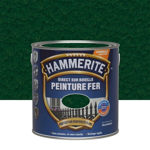 Peinture Hammerite Direct sur Rouille - Martele - Vert Epicea - 25L