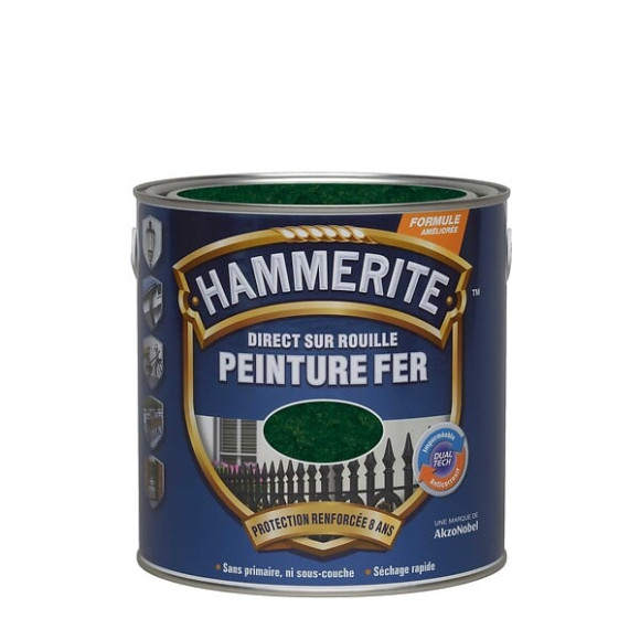 Peinture Hammerite Direct sur Rouille - Martele - Vert Epicea - 25L