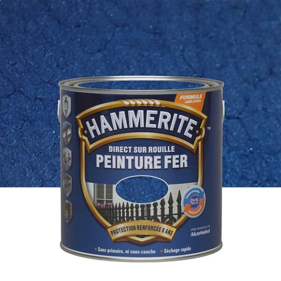 Peinture Hammerite Direct sur Rouille - Martele - Bleu nuit - 25L