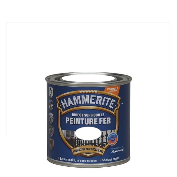 Peinture fer Hammerite Direct sur Rouille Brillant Blanc 025L