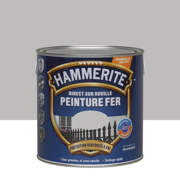 Peinture Hammerite Direct sur Rouille - Gris Argent - Brillant - 25L