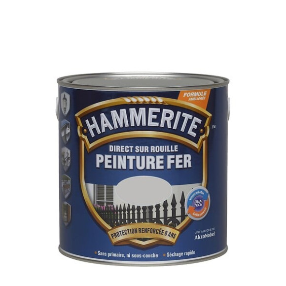 Peinture Hammerite Direct sur Rouille - Gris Argent - Brillant - 25L