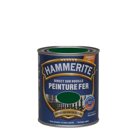 Peinture fer Hammerite Direct sur Rouille Brillant Vert Buisson 025L