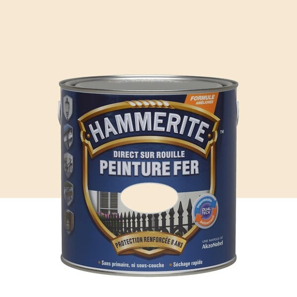 Peinture Hammerite Direct sur Rouille - Blanc Casse - Brillant - 25L