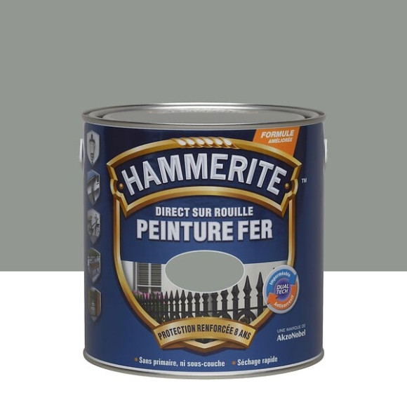 Peinture Hammerite Direct sur Rouille - Gris Nuage - Brillant - 25L