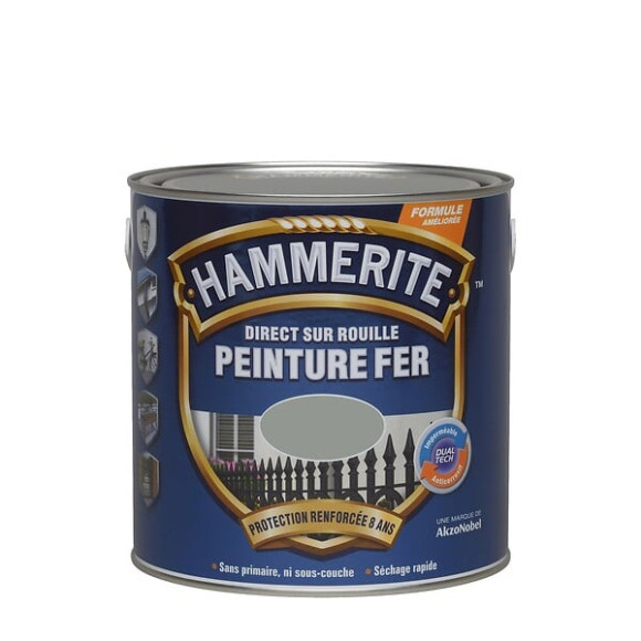 Peinture Hammerite Direct sur Rouille - Gris Nuage - Brillant - 25L