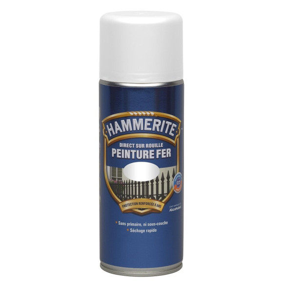 Aérosol fer Hammerite Direct sur Rouille Brillant Blanc 400 ML