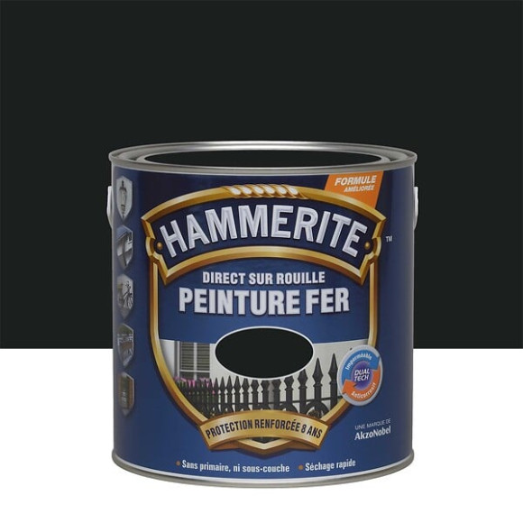 Peinture Hammerite Direct sur Rouille - Noir - Satin - 25L