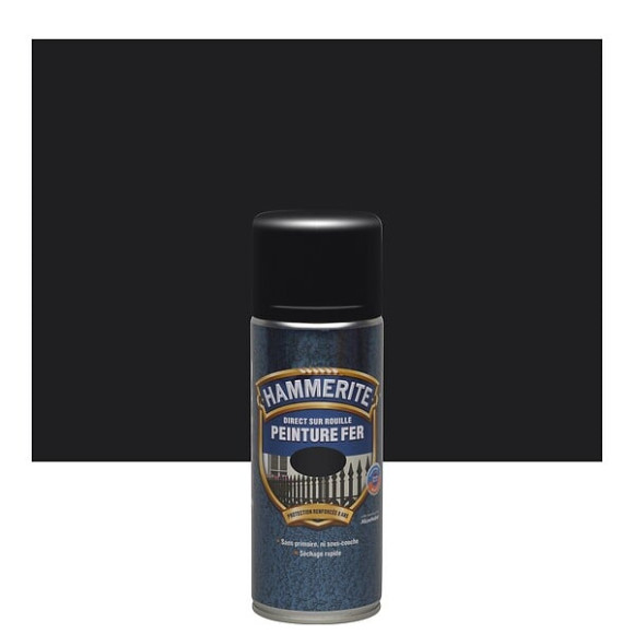 Aerosol fer Hammerite Direct sur Rouille Satin Noir 400 ML