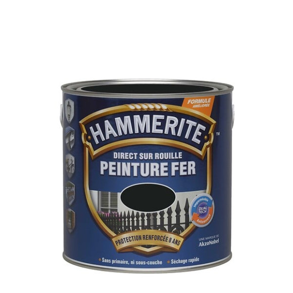 Peinture Hammerite Direct sur Rouille - Noir - Mat - 25L