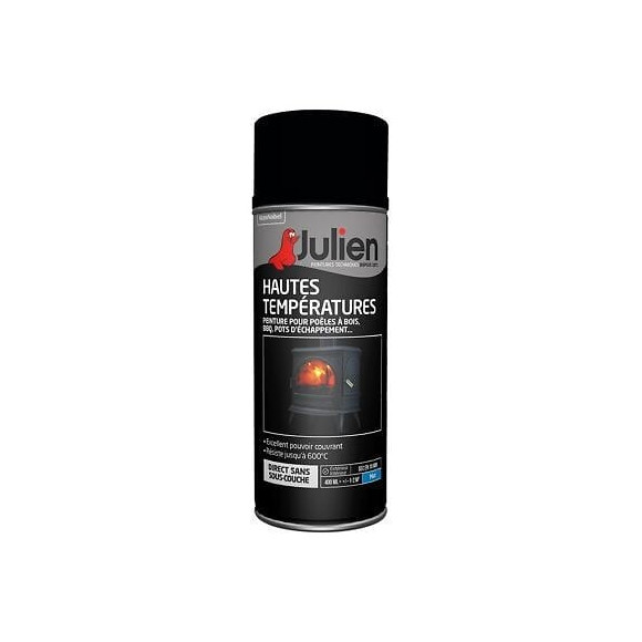 Peinture HAUTES TEMPERATURES 600C MAT Noir aerosol 400ml