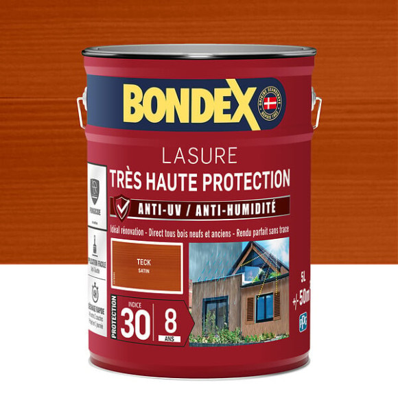 Lasure Très Haute Protection Indice 30-8Ans Teck Satin- 5L