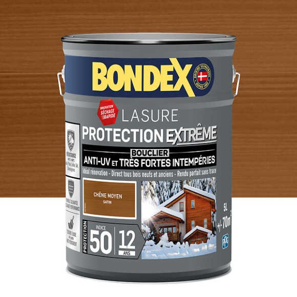 Lasure Protection Extrême Indice 50-12Ans Chêne Moyen Satin- 5L