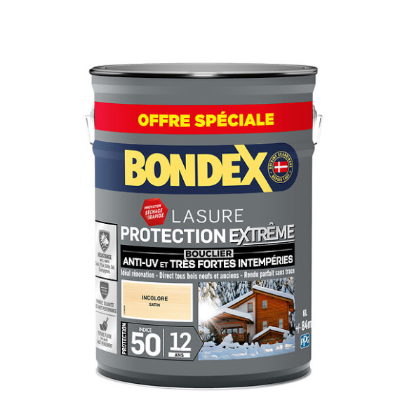 Lasure Protection Extrême Indice 50-12Ans Incolore Satin - 6L